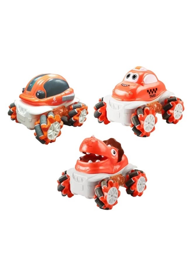 Stem 1:36 2.4G Anti-frequency Nine Pass Light Vinyl Cartoon Side-shift Stunt Car Orange Color – 1PC Style May Vary - Image 1