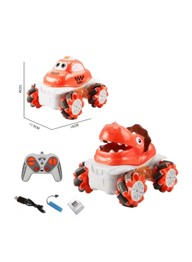 Stem 1:36 2.4G Anti-frequency Nine Pass Light Vinyl Cartoon Side-shift Stunt Car Orange Color – 1PC Style May Vary - Image 2