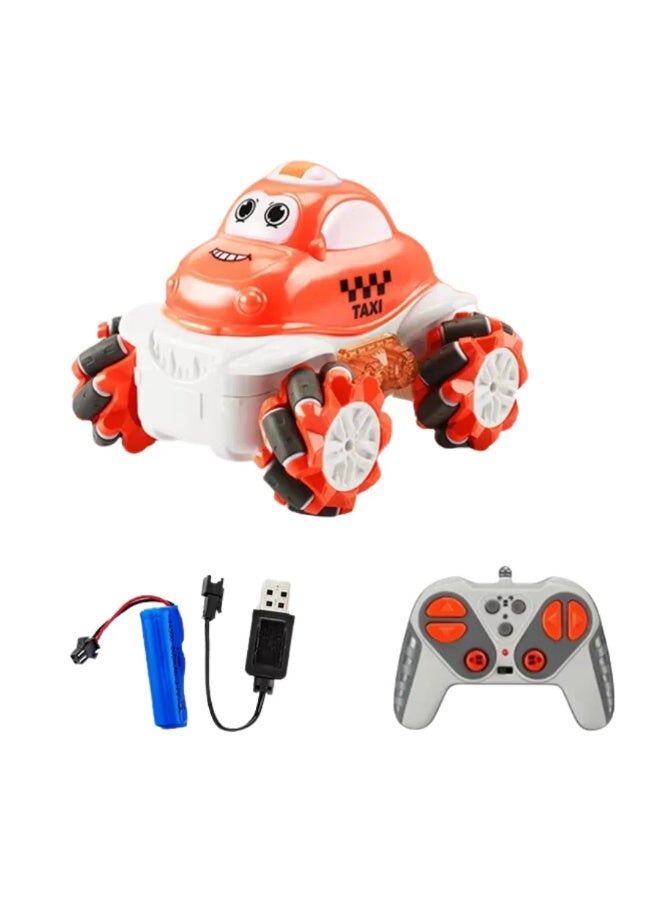 Stem 1:36 2.4G Anti-frequency Nine Pass Light Vinyl Cartoon Side-shift Stunt Car Orange Color – 1PC Style May Vary - Image 4