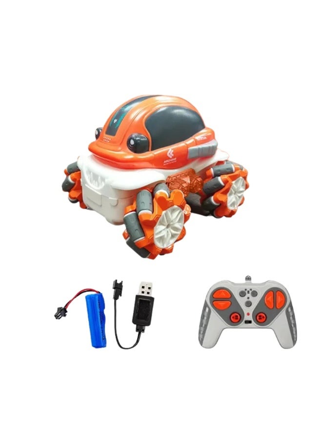 Stem 1:36 2.4G Anti-frequency Nine Pass Light Vinyl Cartoon Side-shift Stunt Car Orange Color – 1PC Style May Vary - Image 5