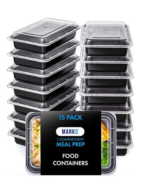 Pack Of 15 1 Compartment Lunch Boxes Plastic Food Storage Containers With Lids Set 32 Ounce