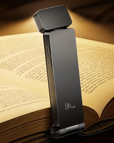 86lux Book Light Rechargeable ClipOn LED Reading Light for Bed Night Use 3 Color Temperatures with Stepless Dimming Ultralight Bookmark Design for Kids Book Lovers Grey