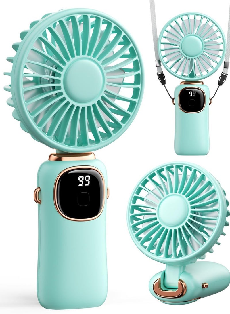 general Portable Handheld Fan, 4000mAh Battery Operated Fan with LED Display, Handheld/Neck/Desk 3 in 1 Personal Small Fan, 90° Foldable Desk Fan 5 Speed Lash Fan Makeup Fan for Women - Image 1
