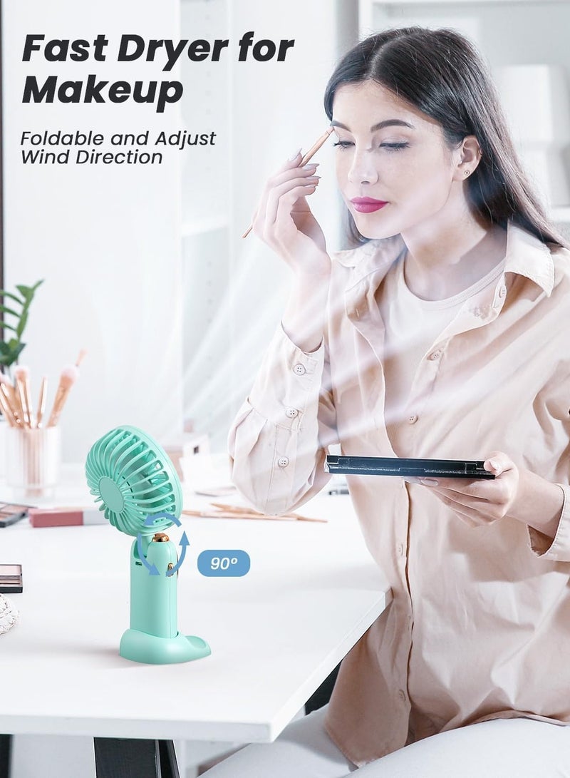general Portable Handheld Fan, 4000mAh Battery Operated Fan with LED Display, Handheld/Neck/Desk 3 in 1 Personal Small Fan, 90° Foldable Desk Fan 5 Speed Lash Fan Makeup Fan for Women - Image 5