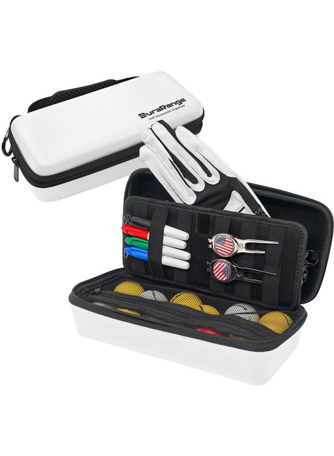 DuraRange Golf Glove Holder Case with Glove Shaper - Portable Golf Accessories Organizer for Men & Women - Large Capacity for Balls, Tees, Markers - Ideal Gift - White - Image 1