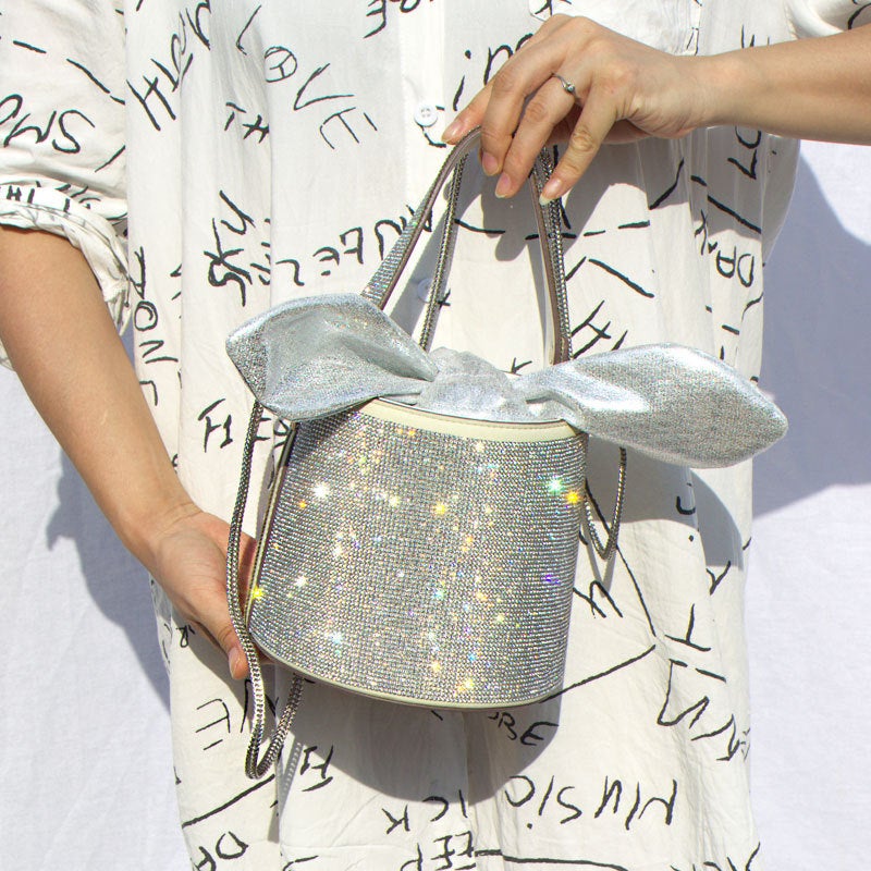25 New Women'S Bag Stereo Diamond Bucket Bag Niche Design Bling Super Flash Rhinestone One-Shoulder Cross-Body Handbag - Image 4