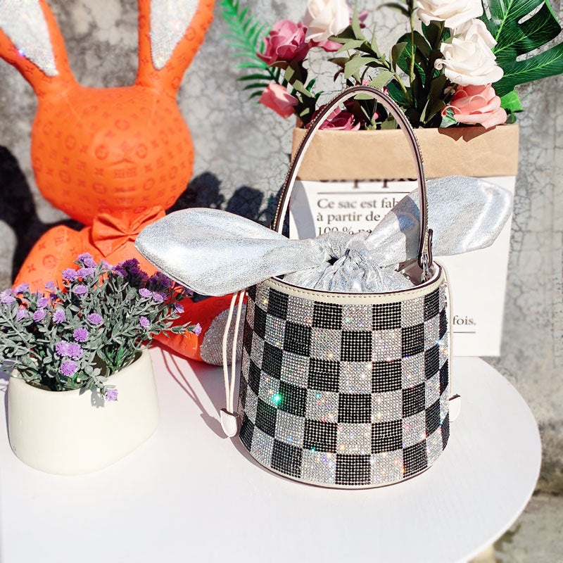 25 New Women'S Bag Stereo Diamond Bucket Bag Niche Design Bling Super Flash Rhinestone One-Shoulder Cross-Body Handbag - Image 3