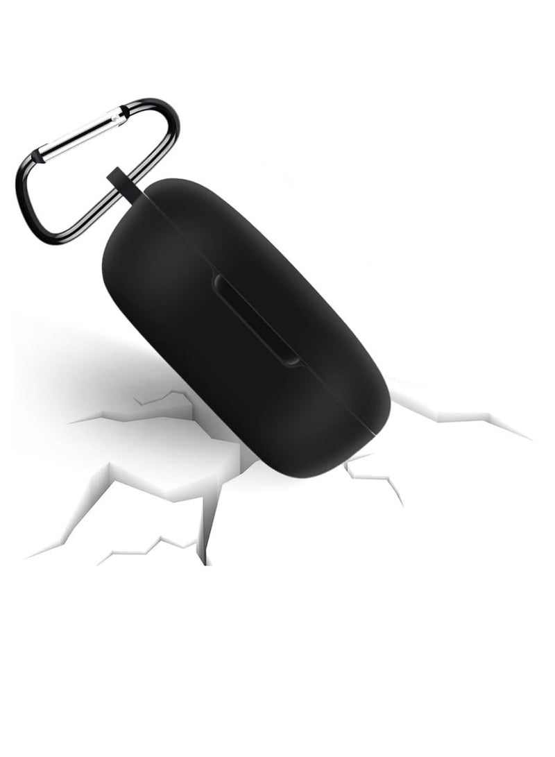 For Redmi Buds 4 Lite Soft Silicone Earphone Case with Carabiner (Black) - Image 2