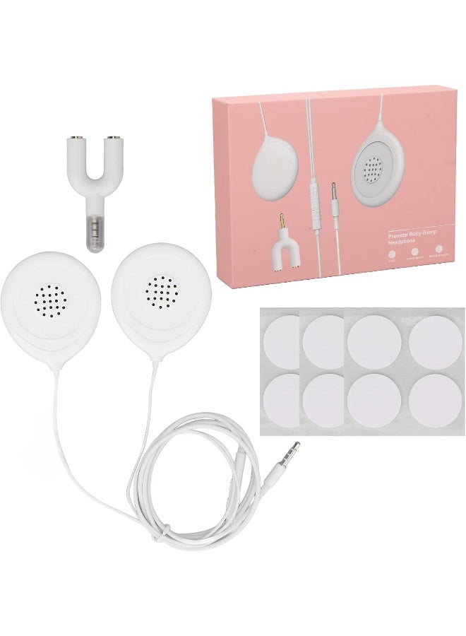 Sonew Baby Bump Headphones, Prenatal Belly Speakers for Women During Pregnancy, 12 Sticker Pregnancy Headphone for Women Mother, White - Image 1