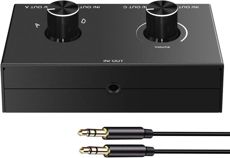 YDF 4-Way 3.5mm Stereo Audio Switcher - Passive Speaker Headphone Manual Selector Splitter Box (4 In - 1 Out) - Image 2