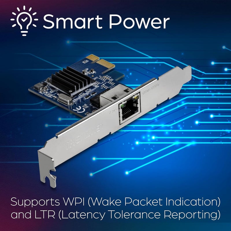 Trendnet 2.5GBase-T PCIe Network Adapter, TEG-25GECTX, Converts a PCIe 2.0 or Later Slot into a 2.5G Ethernet Port, 802.1Q VLAN Tagging, Standard & Low-Profile Brackets Included, Windows Support - Image 4