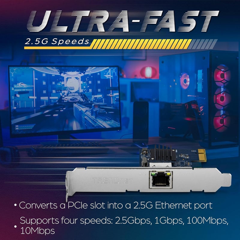 Trendnet 2.5GBase-T PCIe Network Adapter, TEG-25GECTX, Converts a PCIe 2.0 or Later Slot into a 2.5G Ethernet Port, 802.1Q VLAN Tagging, Standard & Low-Profile Brackets Included, Windows Support - Image 5