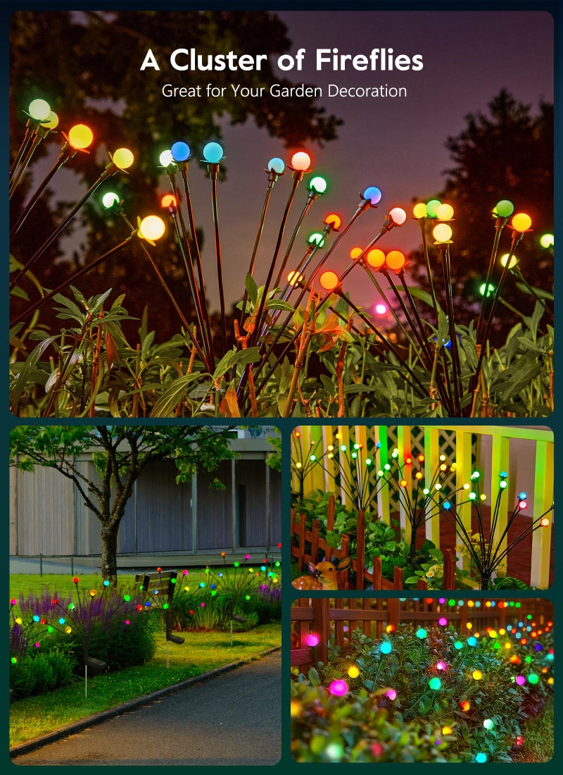Brightown Solar Garden Lights Outdoor- 4 Pack 48 LED Solar Firefly Lights with 7 Colors Changing, Sway by Wind, Waterproof Solar Outdoor Lights, Solar Lights for Outside Yard Walkway - Image 3