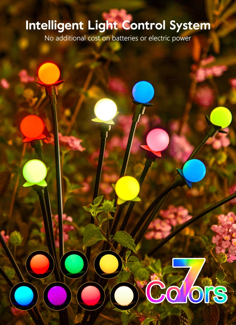 Brightown Solar Garden Lights Outdoor- 4 Pack 48 LED Solar Firefly Lights with 7 Colors Changing, Sway by Wind, Waterproof Solar Outdoor Lights, Solar Lights for Outside Yard Walkway - Image 2