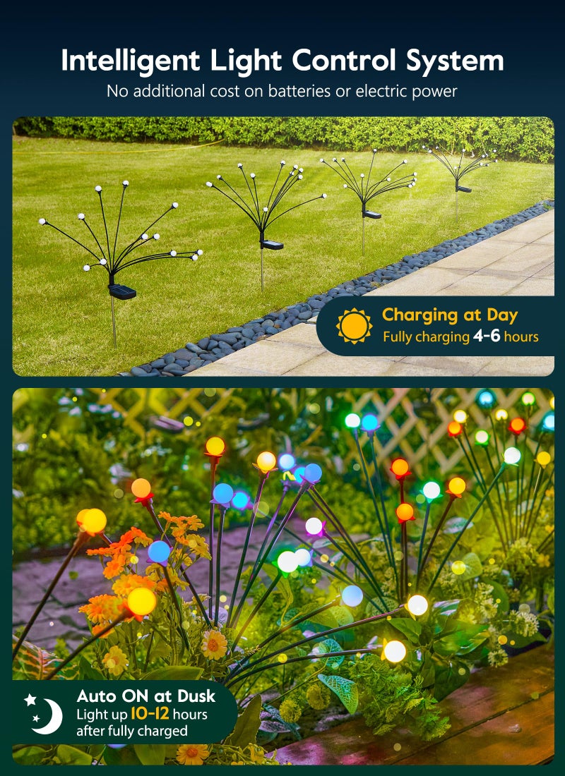 Brightown Solar Garden Lights Outdoor- 4 Pack 48 LED Solar Firefly Lights with 7 Colors Changing, Sway by Wind, Waterproof Solar Outdoor Lights, Solar Lights for Outside Yard Walkway - Image 4
