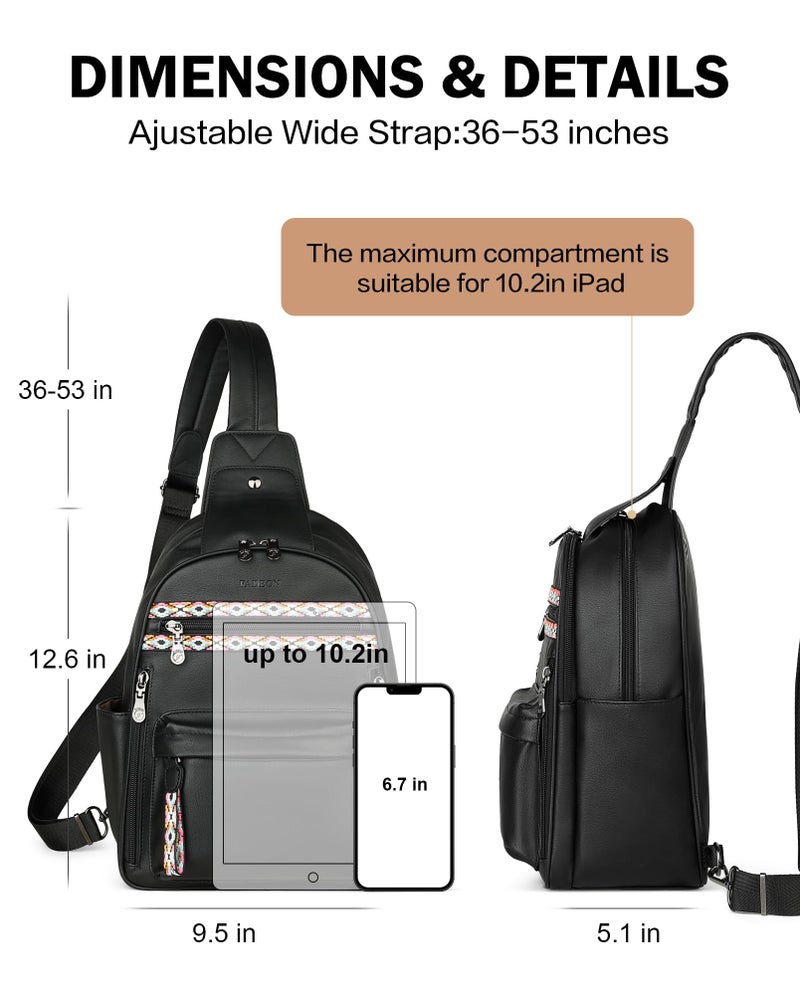 FADEON Large Sling Bag for Women, Leather Crossbody Purse Designer Anti Theft Sling Backpack, RFID Fanny Packs for Travel - Image 4