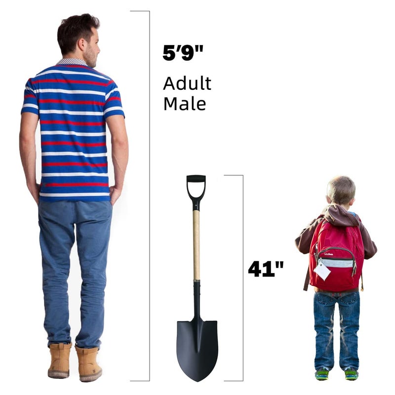 FORCOLID Shovel for Digging,Heavy Duty Garden Shovel with D-Handle,41 Inch Round Point Wooden Handle,Ideal for Gardening,Landscaping,Beach,and Snow Removal - Image 3