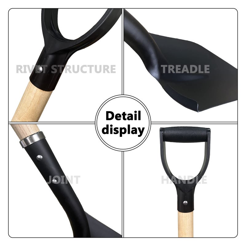 FORCOLID Shovel for Digging,Heavy Duty Garden Shovel with D-Handle,41 Inch Round Point Wooden Handle,Ideal for Gardening,Landscaping,Beach,and Snow Removal - Image 4