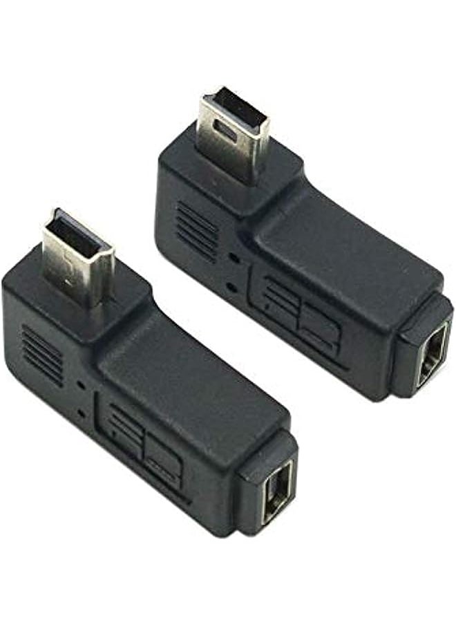 Chenyang - 2Pcs 90 Degree Left & Right Angled Mini Usb 5 Pin Male To Female Extension Adapter - Image 1
