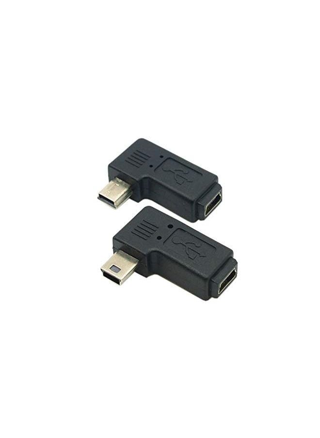 Chenyang - 2Pcs 90 Degree Left & Right Angled Mini Usb 5 Pin Male To Female Extension Adapter - Image 1