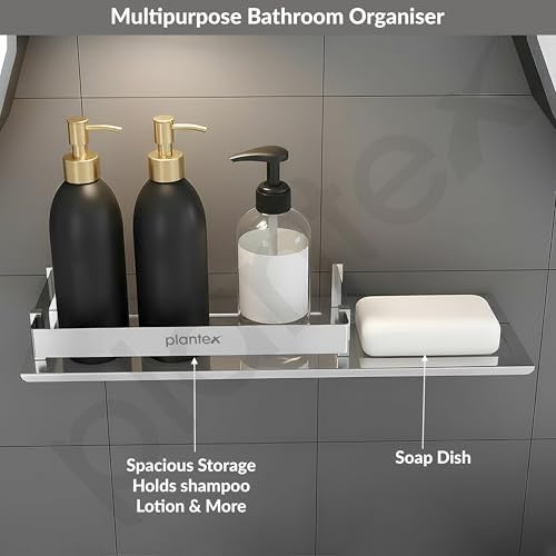 Plantex Stainless Steel Bathroom Shelf with Soap Dish/2in1 Multipurpose Shelf for Bathroom/Bathroom Shelf Rack (15x5 Inches) – Pack of 1 - Image 5