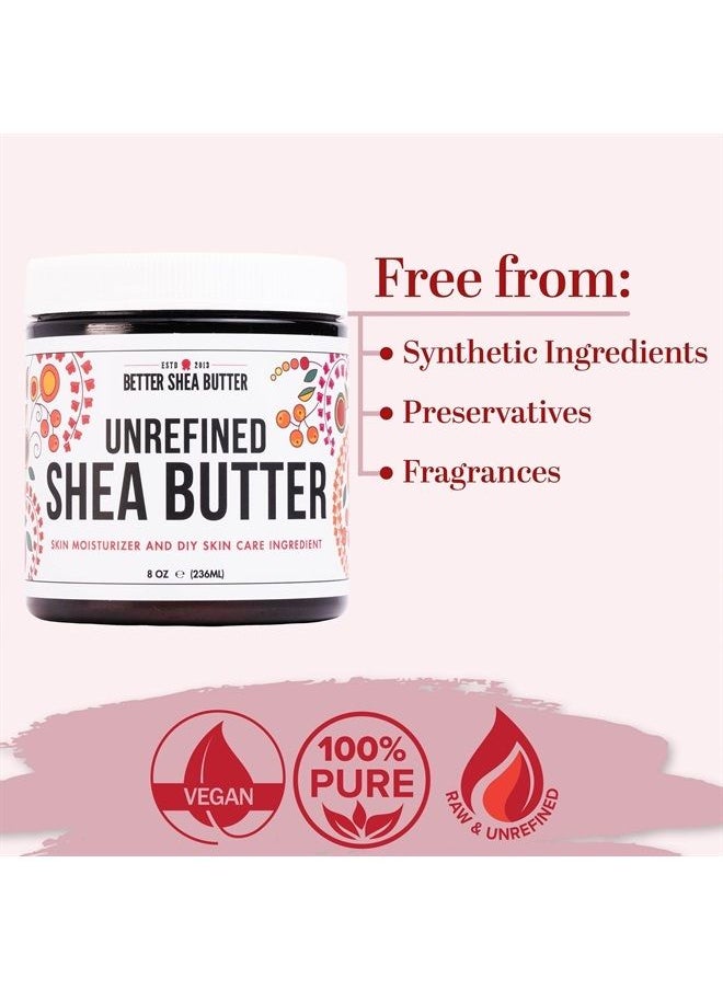 Better Shea Butter - Raw Shea Butter | African, Unrefined, 100% Pure | Skin Moisturizer | For Face, Body, Hair and for Soap Making Base and DIY Whipped Lotion, Oil and Lip Balm | 8 oz jar - Image 1