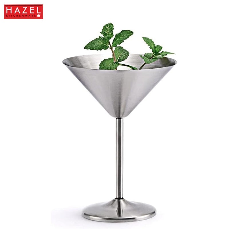HAZEL Stainless Steel Martini Drinking Glass Martini Glass for Serving 200 ML Silver - Image 2