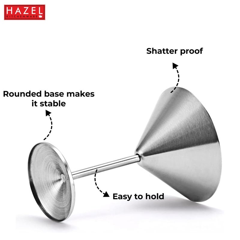HAZEL Stainless Steel Martini Drinking Glass Martini Glass for Serving 200 ML Silver - Image 3