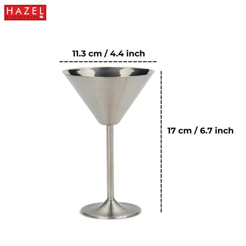 HAZEL Stainless Steel Martini Drinking Glass Martini Glass for Serving 200 ML Silver - Image 4