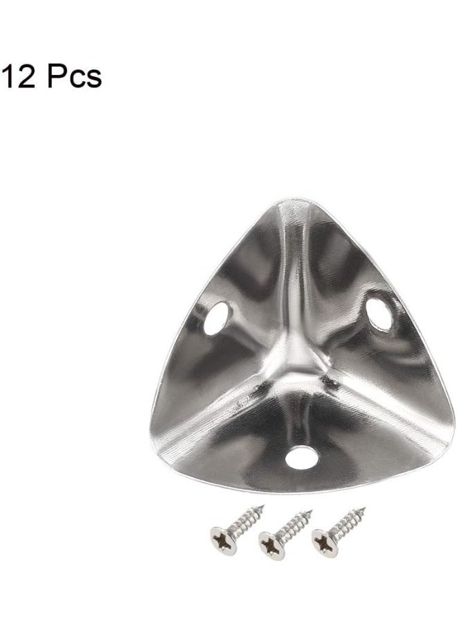 uxcell حماة زوايا صندوق معدني uxcell حامي حواف 25 × 25 × 25 مم لون فضي 12 قطعة لزوايا الطاولات وزوايا المكاتب - Image 3