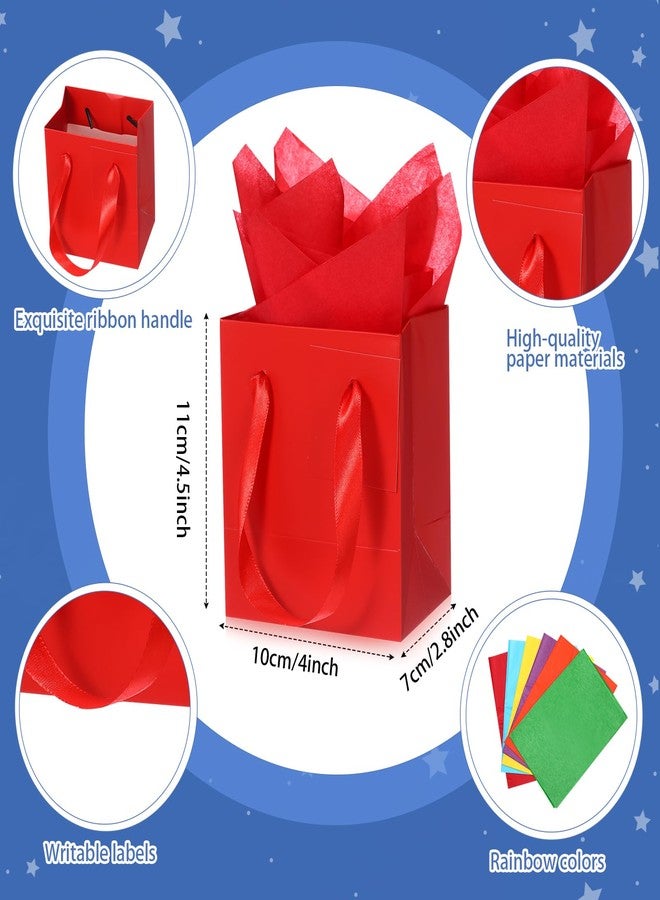 Tenare 24 Pcs Small Gift Bags Mini Tiny Paper Bags Bulk with Handle Tissue Paper for Gifts Wrapping Father's Day Grad Graduation Party Supplies(4×2.75×4.5 Inch,Rainbow - Image 2