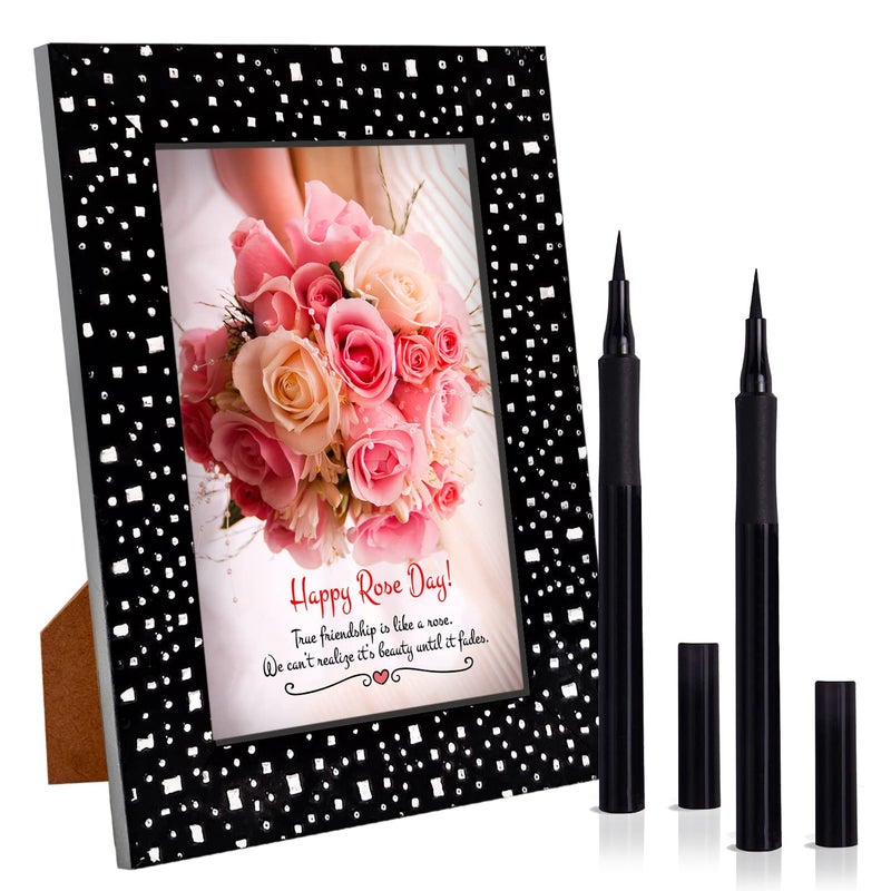 GIFT MY PASSION GIFT MY PASSION Happy Rose Day True Friendship Is Like A Rose We CanT Realize ItS Beauty Until ItS Fades Quotation Photo Frame with 2 Eyeliner Black Pencil Combo Pack of 3 Gift for Her - Image 1