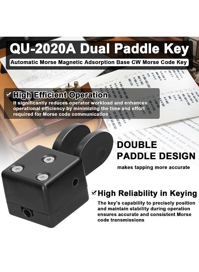 Generic QU-2020A Dual Paddle Key Automatic Morse Magnetic Adsorption Base CW Morse Code Key DIY Keyer for Shortwave Radios  - Image 4