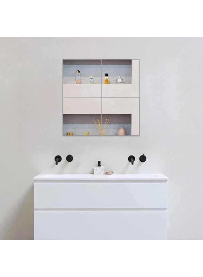 TPGP Glass Mirror Tiles, 4 Pieces, 30 x 30 cm, DIY Wall Mirror with 4 Adhesive Mats, HD Mirror Set in Kitchen, Living Room and Bathroom  - Image 3