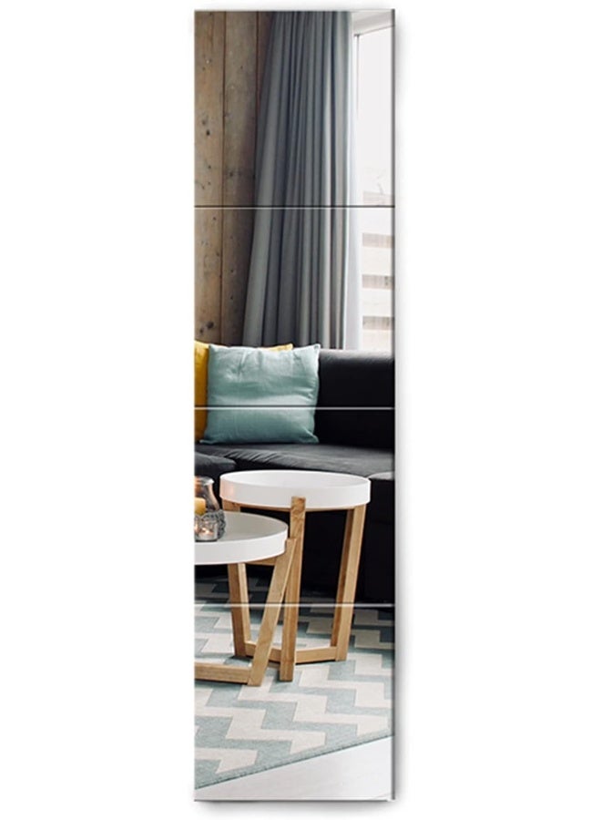 Glass Mirror Tiles, 4 Pieces, 30 x 30 cm, DIY Wall Mirror with 4 Adhesive Mats, HD Mirror Set in Kitchen, Living Room and Bathroom