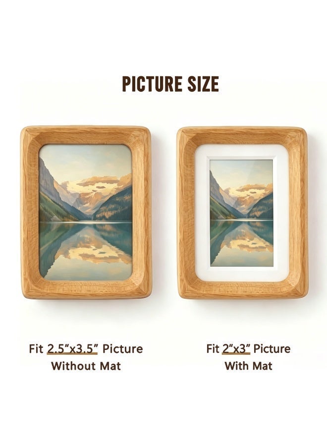إطارات صور خشبية، 2.5x3.5 بوصة مع غطاء أكريليك، مصممة لصور 2x3 بوصة، إطار صور صغير من الخشب الطبيعي الصلب، إطار صور للطاولة - Image 2