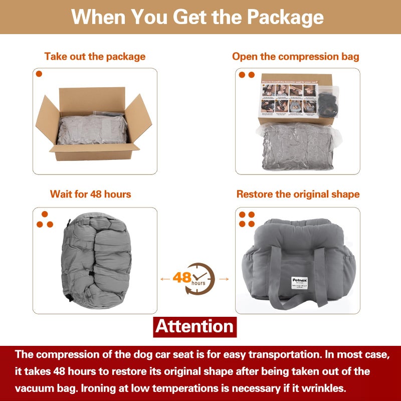 PETNEX Dog Car Seat for Small Dogs, Portable Puppy Car Seat of Easy Installation, Fashionable Pet Carrier Bag with Large Pockets, Machine Washable Dog Booster Seat (Purple) - Image 2