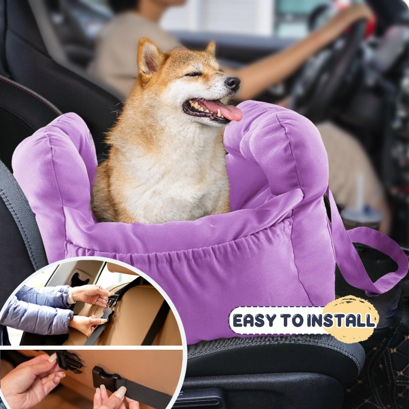 PETNEX Dog Car Seat for Small Dogs, Portable Puppy Car Seat of Easy Installation, Fashionable Pet Carrier Bag with Large Pockets, Machine Washable Dog Booster Seat (Purple) - Image 3