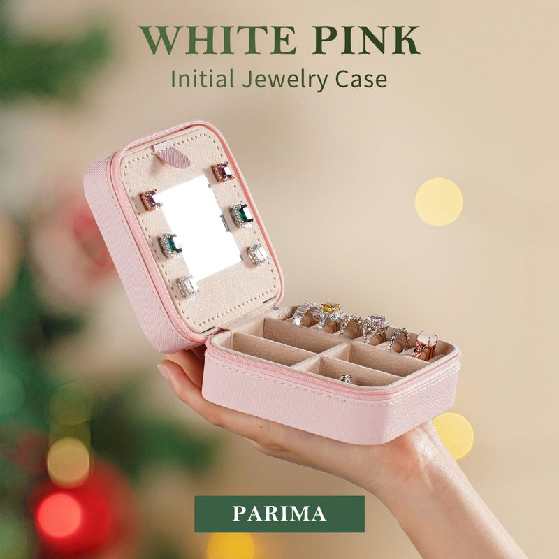 Parima Travel Jewelry Organizer Stocking Stuffers - Sturdy And Trendy Jewelry Box For Girls  Jewelry Case Ideas  Teen Girls Gifts Trendy Stuff  Birthday Christmas Gifts For Women Girls  Letter A  Pink - Image 3