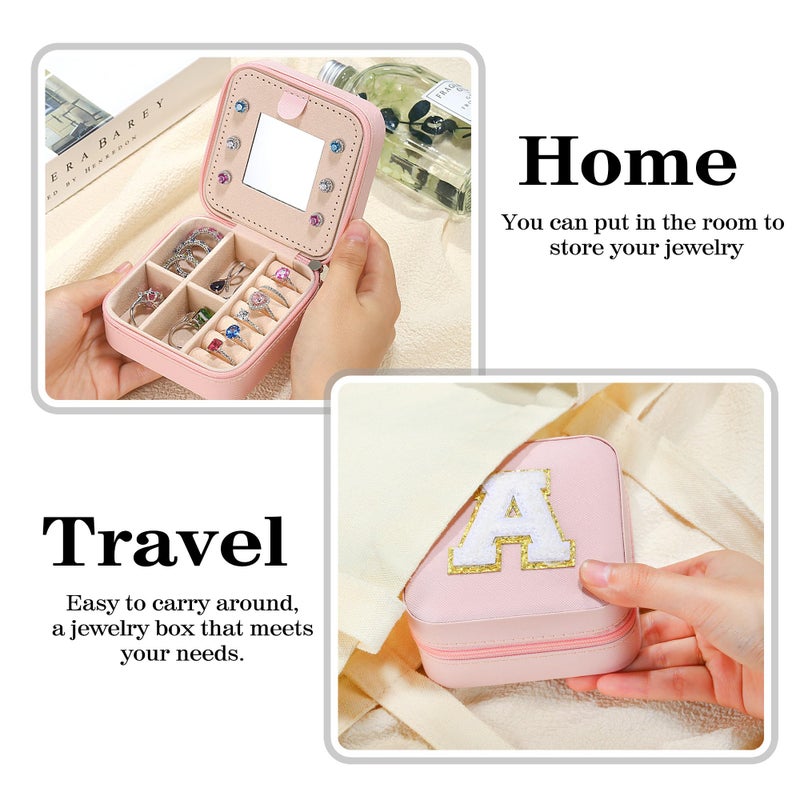 Parima Travel Jewelry Organizer Stocking Stuffers - Sturdy And Trendy Jewelry Box For Girls  Jewelry Case Ideas  Teen Girls Gifts Trendy Stuff  Birthday Christmas Gifts For Women Girls  Letter A  Pink - Image 5