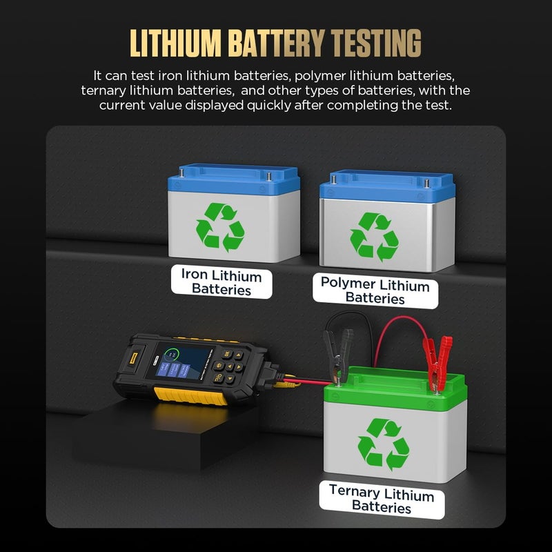 Autool Car Battery Tester 12V 24V Automotive Battery Load Tester 30-2000 CCA, Battery Tester with Printer, Support Lithium Battery, Cranking & Charging & Leakage Test, Data Review Protection - Image 3