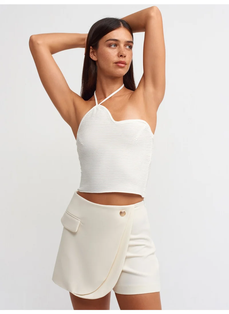 Dilvin 10370 Halter Neck Knitwear Bustier-Ecru