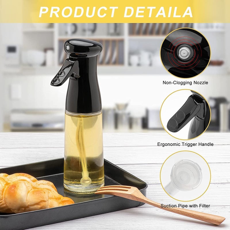 Kettlekane 200ml Glass Oil Dispenser Spray Bottle Refillable Food Grade Oil Vinegar Sprayer Bottles for Kitchen Air Fryer Salad Baking Grilling Frying Pack of 1 Multi Colour - Image 4