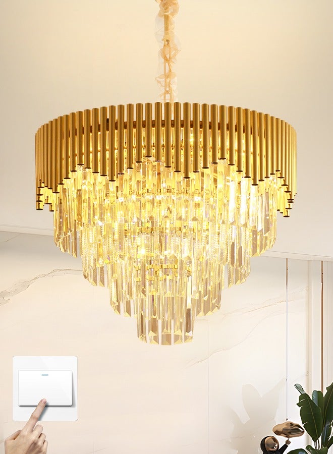 YATAI LIGHTING Luxury Crystal Chandelier Living Room,Dia 50cm Modern Gold Crystal Chandelier Light, Crystal Chandelier Lamp Fixture for Dining Room, Hotel Hall Art Decor Hanging Lamp  - Image 1
