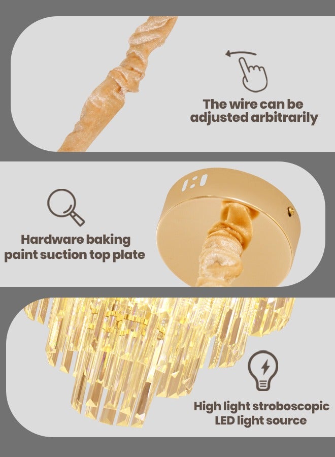 YATAI LIGHTING Luxury Crystal Chandelier Living Room,Dia 50cm Modern Gold Crystal Chandelier Light, Crystal Chandelier Lamp Fixture for Dining Room, Hotel Hall Art Decor Hanging Lamp  - Image 4