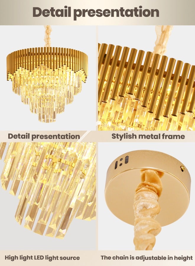 YATAI LIGHTING Luxury Crystal Chandelier Living Room,Dia 50cm Modern Gold Crystal Chandelier Light, Crystal Chandelier Lamp Fixture for Dining Room, Hotel Hall Art Decor Hanging Lamp  - Image 3