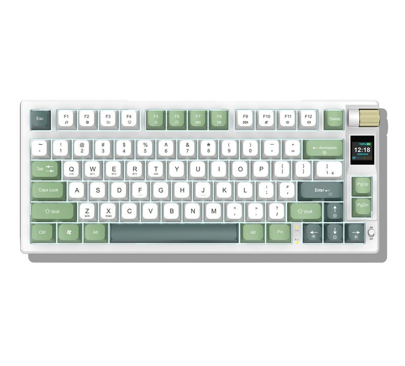 FOREV Mechanical Keyboard with 79 Keycaps, 3-Mode USB/BT/2.4G, Hot Swappable Gaming Keyboard 75% with Knob, RGB Backlit & PBT Keycaps, Designed for Mac Mini PC Gaming Computers MacBook (White-Blue) - Image 1