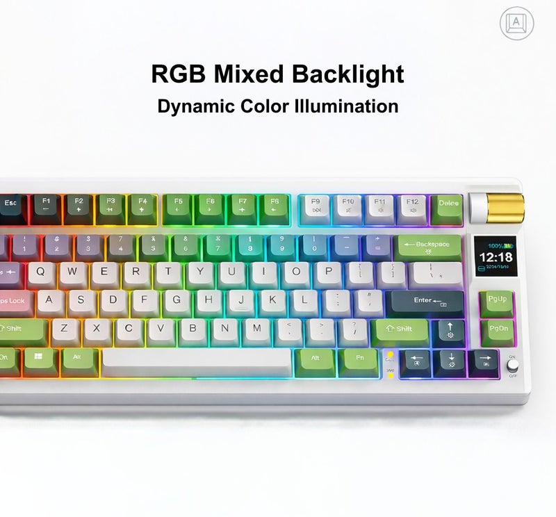 FOREV Mechanical Keyboard with 79 Keycaps, 3-Mode USB/BT/2.4G, Hot Swappable Gaming Keyboard 75% with Knob, RGB Backlit & PBT Keycaps, Designed for Mac Mini PC Gaming Computers MacBook (White-Blue) - Image 4