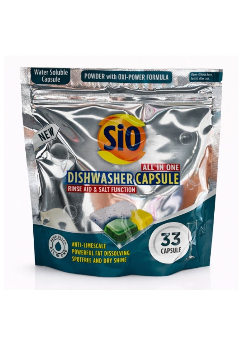 SIO Dishwasher Machine Capsules – Powerful Cleaning & Shine 33 pcs - Image 1
