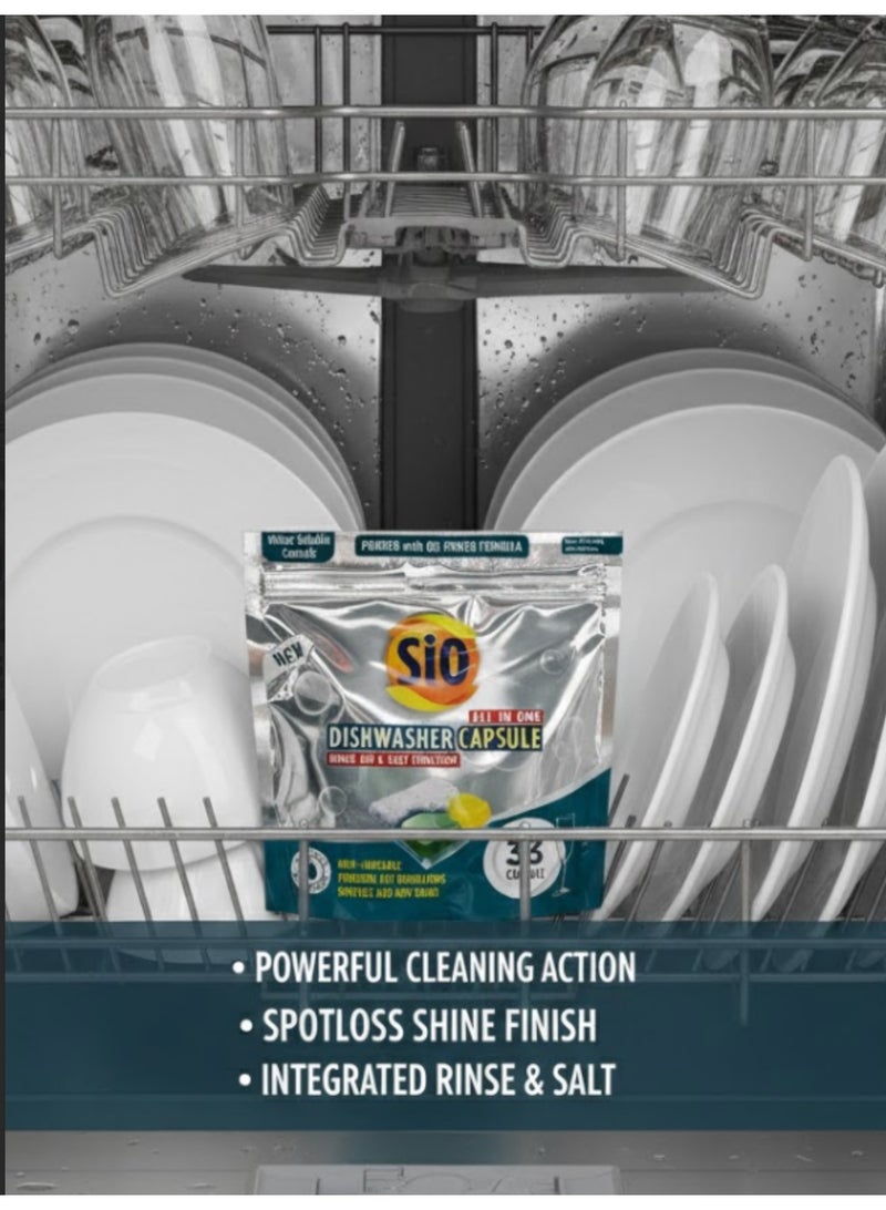 SIO Dishwasher Machine Capsules – Powerful Cleaning & Shine 33 pcs - Image 2